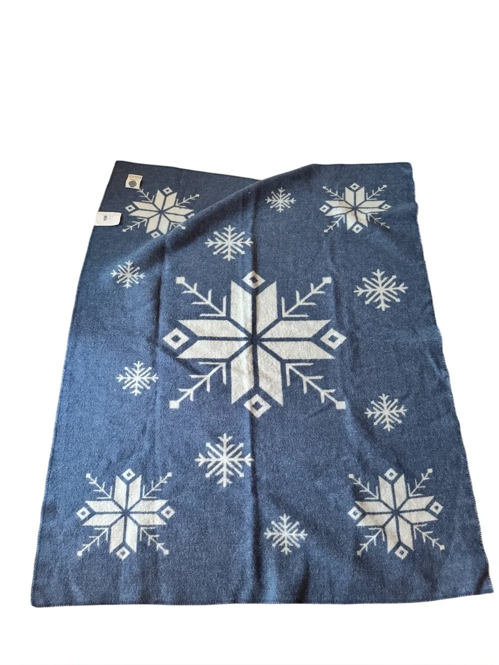 NWT Lopi Icelandic Throw Blanket Pure New Wool Snowflake Blue Reversible